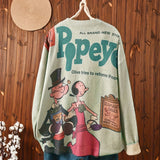 Women's Elegant Loose Fit Cartoon Sailor Graphic Print Sweater - Soft Durable Long Sleeve Round Neck Pullover, Machine Washable All-Season Casual Top, Everyday Comfort Wear, Retro Style Pullover, Cozy Feel Fabric