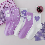 Pack of 8 Pairs of Mid-Calf Socks – Purple Series