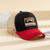 Autumn and Winter Fashion Breathable Patchwork Sunset Mountain Lace Cap, Cotton Blend, Sports Style, Lightweight, 50% Cotton 50% Polyester, for Men, Women, Outdoor Sports