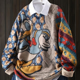 Plus Size, Women's oversized elegant Donald Duck-shaped sweater - viscose blend, staff neck, long sleeves, slightly stretched, extra-large suitable for spring/autumn