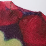 Valentine's Day Gift Women's Elegant Heart Art Print Sweater - Soft Plush Loose Fit Long Sleeve Round Neck Pullover, Machine Washable All-Season Casual Top, Playful Pattern, Cozy Texture