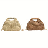 Sac à Main Tissé Décontracté pour Femme avec Chaîne - Sac Bandoulière en Tricot Mode, Tissu Beige, Sangle Réglable, Fermeture à Boucle Sécurisée, Idéal pour la Plage, Shopping et Quotidien | Sac Fourre-Tout Chic Texturé en Paille, Sac Bandoulière pour Fe