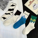 4pcs Unisex Fashion Gradient Pattern Comfort Breathable Casual Mid-Calf Socks, Polyester 70%, 30%, Knit Fabric, with Hand Wash Only