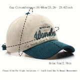 Xlamulu Elegant Dual-Tone Corduroy Baseball Cap with Embroidered Lettering - Soft, Adjustable & Breathable Dad Hat for Men, XLAMULU