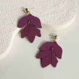 1 Pair of Women'S Dangle Earrings in Purple Carved Floral Acrylic with Textured Soft Clay Finish, Elegant and Versatile for Daily Wear or Festive Gifts
