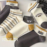 5Pairs Socks men spring and summer short tube sweat-absorbing thin sports socks boat socks men