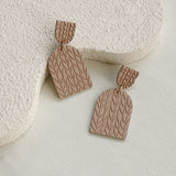 1 Pair Women's Drop Earrings, Coffee Color Twist Carved Textured Acrylic Earrings with Soft Clay Feel, Elegant Everyday Versatile Holiday Gift