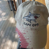 [Distressed Shark Cap] Breathable Cotton Cape Code Shark Baseball Cap - Distressed Design with Shark Logo, Perfect for Couples Traveling or Casual Outings