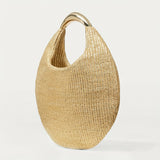 Sac à Main Tressé Scintillant pour Femmes avec Poignée Métallique, Léger et Portable - Grande Capacité Idéal pour Rendez-vous, Pique-niques, Thés en Extérieur, Mariages, Festivals de Musique et Cadeaux de Vacances