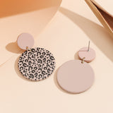 Round Shape Leopard Pattern Dangle Earrings Polymer Clay Texture Japanese/ Korean Style Acrylic Jewelry Trendy Gift For Women
