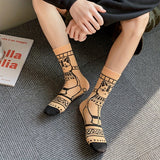 [5 Pairs Mysterious Egyptian Socks] 5 Pairs of New Trendy Socks Featuring Mysterious Egyptian Designs, Comfortable And Breathable for Men, Stylish And Unique Street-Style Mid-Calf Socks for Couples.