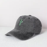 [Vintage Baseball Cap] VERG Vintage Cactus Embroidered Baseball Cap | 1pc, Desert Style, Adjustable Unisex, Breathable & Lightweight, Gray with Neon Green Thread