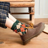 5 Pairs of New Autumn and Winter Warm and Sweat-absorbing Simple Plaid All-match Street Style Long Stockings for Men and Women
