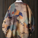 [Elegant Viscose Sweater] Viscose Elegant Pullover Sweater for Women - Long Sleeve, Loose Fit, Crew Neck, All Over Print Leaf Pattern, Slight Stretch Knit Fabric, 379g/m² - Versatile for All Seasons