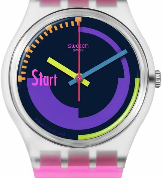 Swatch Neon Pink Podium Montre Unisexe à Quartz SO28K111