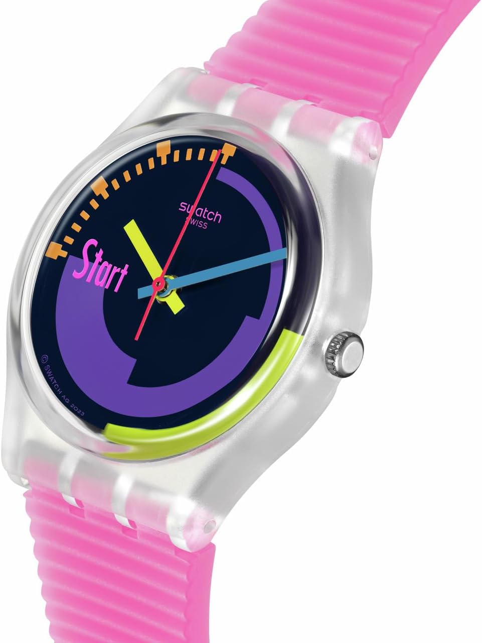 Swatch Neon Pink Podium Montre Unisexe à Quartz SO28K111