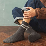 [7 Pairs Trendy Socks] 7 Pairs Men's Trendy Two-Bar Mid-Tube Socks | Fashionable Sports Socks
