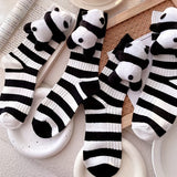 3D Striped Panda Socks – Mid-Calf Length 