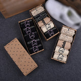 5 pairs of black Paisley patterned crew socks, unisex street fashion sports socks for all seasons