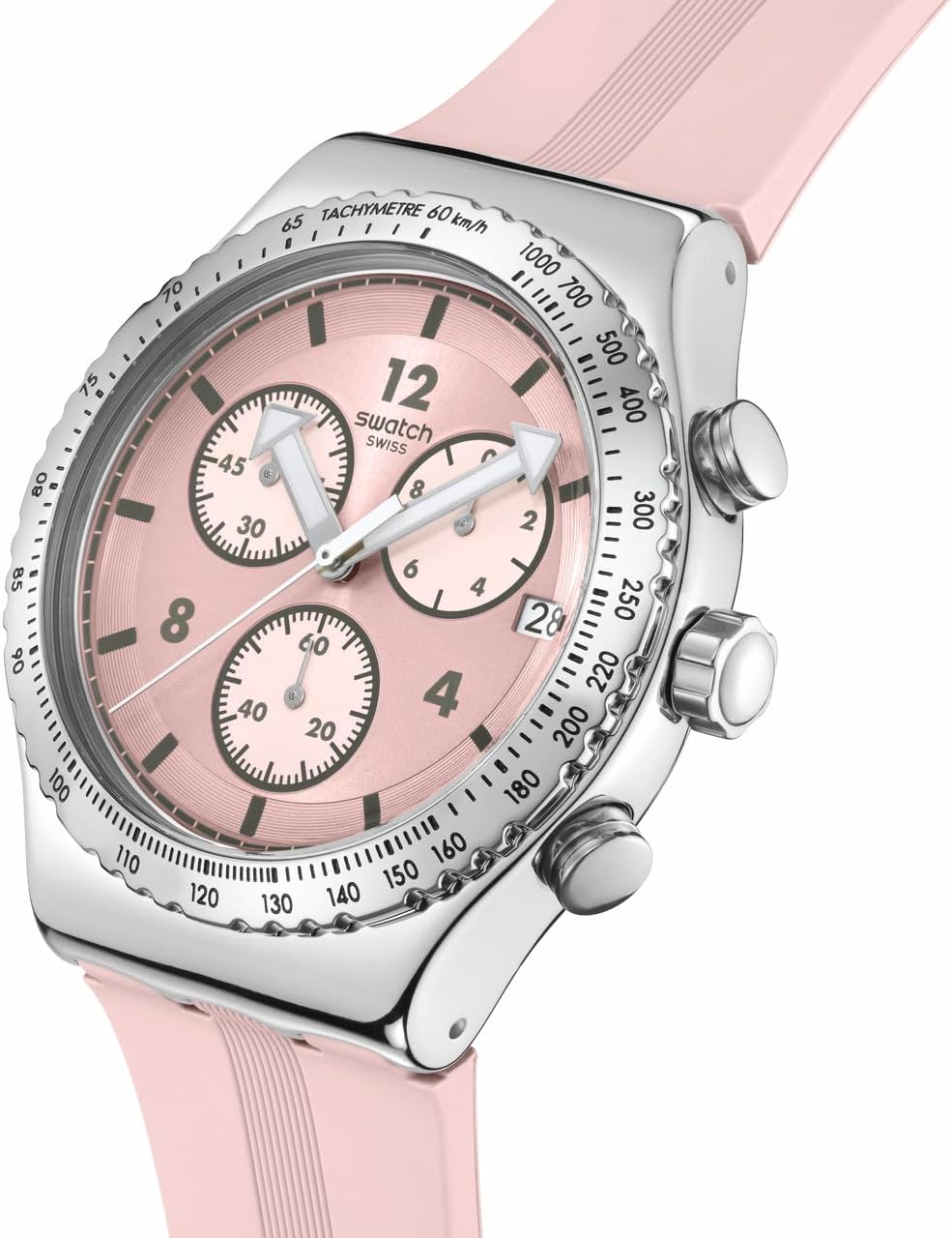 Swatch POPPINGLY PINK Montre Unisexe à Quartz YVS532