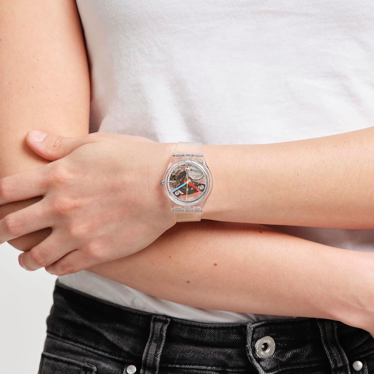 Swatch Clearly Gent Montre Unisexe Biosourcée SO28K100-S06 Transparent