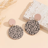 Round Shape Leopard Pattern Dangle Earrings Polymer Clay Texture Japanese/ Korean Style Acrylic Jewelry Trendy Gift For Women
