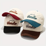 Xlamulu Elegant Dual-Tone Corduroy Baseball Cap with Embroidered Lettering - Soft, Adjustable & Breathable Dad Hat for Men, XLAMULU