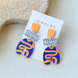 One Pair of Women's Bright Contrast Color Vertical Dot Print Clay Texture Ins Design Trendy Acrylic Earrings