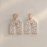 U Shape Leopard Pattern Handmade Soft Polymer Dangle Earrings Retro Vacation Style Acrylic Jewelry Trendy Female Gift