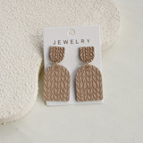 1 Pair Women's Drop Earrings, Coffee Color Twist Carved Textured Acrylic Earrings with Soft Clay Feel, Elegant Everyday Versatile Holiday Gift