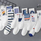 14 Pairs of Stylish And Trendy Men'S Versatile Mid-Calf Socks with Creative Letter Patterns