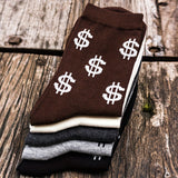 5 Pairs of Men'S Stylish Crew Socks with Dollar Patterns