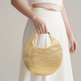 Sac à Main Tressé Scintillant pour Femmes avec Poignée Métallique, Léger et Portable - Grande Capacité Idéal pour Rendez-vous, Pique-niques, Thés en Extérieur, Mariages, Festivals de Musique et Cadeaux de Vacances