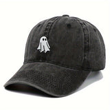 [Halloween Baseball Cap] Black Breathable Cotton Adjustable Halloween Embroidered Baseball Cap | Minimalist Cap Design, Quality Embroidered Detail, Perfect for Women’s Halloween Fashion, Casual Cap