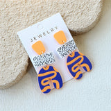 One Pair of Women's Bright Contrast Color Vertical Dot Print Clay Texture Ins Design Trendy Acrylic Earrings