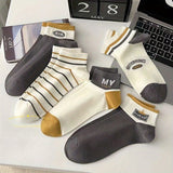 5Pairs Socks men spring and summer short tube sweat-absorbing thin sports socks boat socks men
