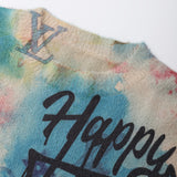 A Gradient Color Block Letter Pattern Knit Pullover, Casual Round Neck Long Sleeve Top, Women'S Clothing.