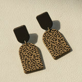 Brown Geometric Shape Dot Pattern Dangle Earrings Sexy Vacation Style Acrylic Jewelry Trendy Female Gift