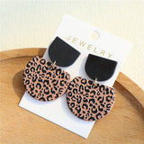 Elegant Women's Acrylic Earrings | Coffee-Colored Leopard Print | Semi-Oval Shape with Stainless Steel Posts | Versatile Daily Wear & Gift Option, Quirky Earrings