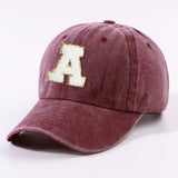 1 Stylish Wine Red 26-Letter Hip-Hop Trendy Duckbill Cap, Street Party Gathering Versatile Curved Brim Dad Hat for Men and Women, Adjustable Outdoor Face-Revealing Baseball Cap