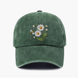 100% Cotton Daisy & Bee Baseball Cap - Adjustable Lightweight Dad Hat with Curved Brim for, Unisex Outdoor Hat for Men & Women, Casual & Patriotic Events
