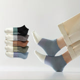 5 Pairs Men's Cotton Blend Alphabet Pattern Low-Cut Socks - Breathable, Anti-Odor, Moisture-Wicking, All-Season Comfort for Daily & Outdoor Wear, Machine Washable, Casual Sock Style, Trendy Design, Breathable Fabric, Active Lifestyle